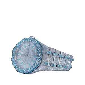 Lab Grown Diamond Iced Out para reloj Moissanite Reloj digital VVS Clarity Gift Hombres Mujeres Reloj con correa de cuero de lujo personalizado - Product Image 1