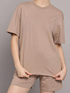 T-shirts et shorts décontractés personnalisés à la mode, de haute qualité, à épaules tombantes, unisexes, en coton, col côtelé, coupe ample, séchage rapide pour hommes - Product Image 3