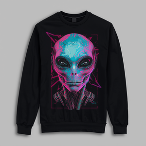 T-shirt unisexe noir à manches longues avec imprimé alien, coupe oversize, col rond, en coton, style hip-hop, décontracté, avec personnalisation OEM ODM - Product Image 4