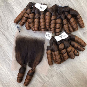 SMA meilleure qualité Ombre brun couleur rebondi bouclé vietnamien cheveux humains perruque abordable prix de gros vendeur de cheveux - Product Image 4