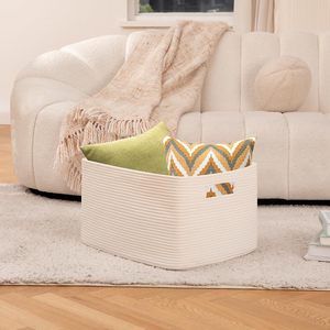 Cesta de Almacenamiento de Cuerda de Algodón Tejida Moderna y Ecológica de 75L, 22x17x12, para Bebidas/Alimentos, para Sala de Estar, Dormitorio, Cuarto de Niños - Product Image 4