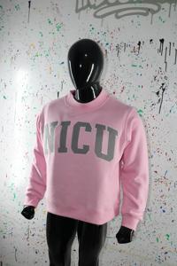 NICU PINK <b>Mock</b> <b>Neck</b> Sweatshirt 100% GREY Applique Embroidery wide <b>neck</b> Sweatshirt Finer Threads - Product Image 3