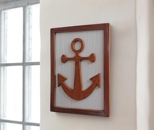 Decoración de Pared con Ancla de Madera en Marco, Arte Náutico Costero, Decoración Rústica Marítima para el Hogar - Product Image 3