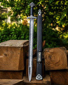 Par de espadas vikingas |   Funda de espada de acero de Damasco grabada a mano de alta calidad |   SAZ ENTERPRISES Norse Ragnar El Mejor Regalo de Navidad - Product Image 4