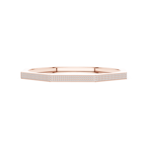 14K Rose Gold Lab Grown Diamond Minimalist Diamond Cuff <b>Bracelet</b> in Rose Gold Slim Pave Set Luxury Bangle for Women - Product Image 2