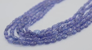 Collier ovale lisse en tanzanite naturelle à 5 brins pour femme avec perles de pierre - Product Image 3