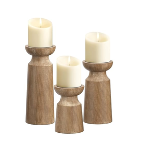 Portavelas de madera a precio asequible, juego de 4 piezas, diseño de candelabros, portavelas de madera tipo pilar a precio económico. - Product Image 5