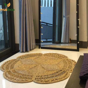 Tapis de fleurs en jonc de mer réversible moderne fait à la main tapis de jacinthe d'eau écologique lavable traditionnel pour le salon direct - Product Image 2