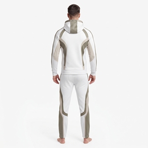 Ensemble de sport personnalisé pour homme en coton et polyester, respirant, avec haut à manches longues, veste contrastée et pantalon de jogging à cordon de serrage - Product Image 6