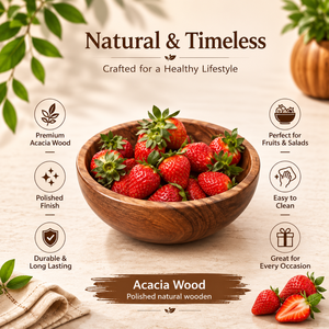 Tazón para Ensalada de Frutas de Madera de Acacia Premium, Hecho a Mano, Tazón de Madera Natural para Servir, Pulido, Decorativo para Mesa de Cocina o Comedor, Regalo - Product Image 5