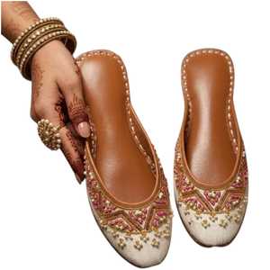 Embroidered Ladies Flats Pumps Traditional Pakistani Khussa Soft Comfortable Ethnic Footwear Trending Designs Customize Sizes - Product Image 1