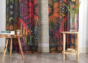 Cortinas de Ventana Hippie Mandala de 100 Pulgadas con Diseño de Sol Indio Ardiente, 2 Paneles, Estilo Bohemio, Tie Dye, Sol y Luna Dorados - Product Image 4