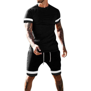 Ensemble deux pièces pour homme, t-shirt à manches courtes et short, couleur unie, fin, été, 100% coton, séchage rapide, vêtements décontractés, meilleurs ensembles deux pièces - Product Image 3