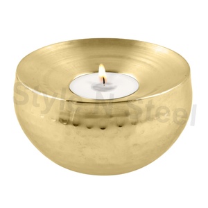 Portavelas de metal T-Light dorado de acero inoxidable ecológico con impresión offset para decoración del hogar festividades de Navidad - Product Image 2