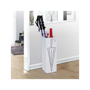 Porte-parapluie minimaliste en métal blanc, design moderne, support de rangement décoratif haut de gamme pour hall d'hôtel, maison ou bureau - Product Image 3
