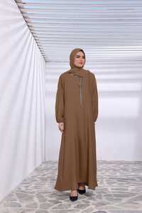 OEM Custom Logo Modest Muslim Women Long Sleeve Button Regular Fit Full Length Lightweight Handmade <b>Plus</b> <b>Size</b> Georgette - Product Image 5