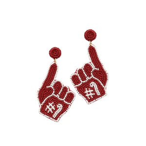 Boucles d'oreilles pendantes à perles rouges avec # Bijoux fantaisie pour femmes avec motif de dessin animé gestuel à une main - Product Image 1