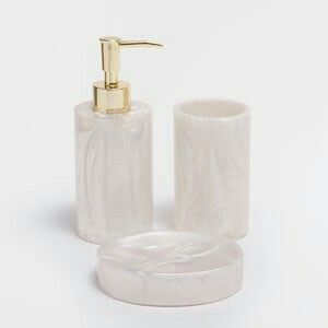 Nouvel Arrivage 2026 – Ensemble de Salle de Bain en Résine Époxy 7 Pièces pour la Maison : Distributeur de Savon, Porte-Brosse à Dents, Plateau de Vanité à Prix Abordable - Product Image 2