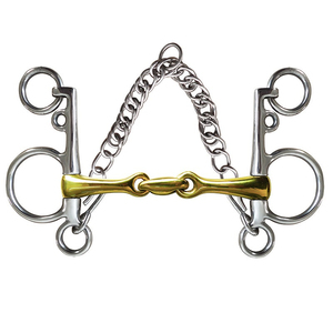 Pelham <b>Gag</b> <b>Bit</b> Double Jointed Western Equestrian Riding Training Horse <b>Bits</b> Direct Factory Made <b>Bits</b> With Curb Chain - Product Image 6