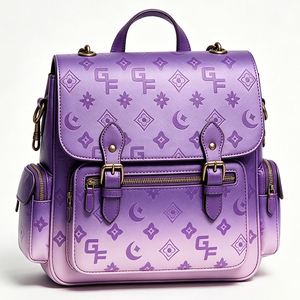 Mochila para Portátil de Cuero PU Premium Impermeable, Diseño Degradado Morado, para Mujeres, Estudiantes Universitarias y de Negocios - Product Image 3