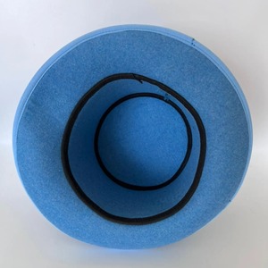 Sombrero de Copa Alta Azul Formal de Fieltro con Cinta, Estilo Fedora Vintage para Fiesta o Disfraz - Product Image 6