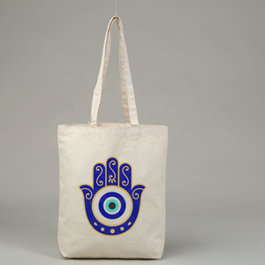 Sac fourre-tout en coton moyen personnalisé EWB avec fermeture à glissière, poignée de longueur de main, motif de lettres, usage quotidien, origine du Bengale occidental - Product Image 2