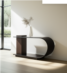 <b>Black</b> Acrylic <b>Console</b> Table Curved Living Room Side Table Display Rack Magazine Stand - Product Image 6