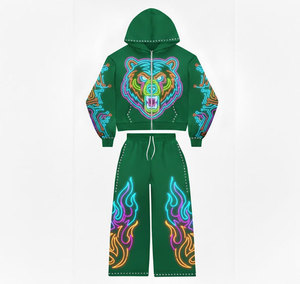Sudadera con Capucha para Hombre, Diseño Electrónico con Estampado de Caminos, Gráficos Neón, Sublimación de Alta Definición, Estilo Techwear - Product Image 5
