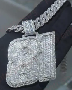 จี้ฮิปฮอปแบบกำหนดเองประดับเพชรโมอิสซาไนต์เต็มตัว  จี้เงินแท้ 925  สร้อยคอพร้อมจี้ตัวอักษรแบบกำหนดเอง  ผ่านการทดสอบเพชร - Product Image 1