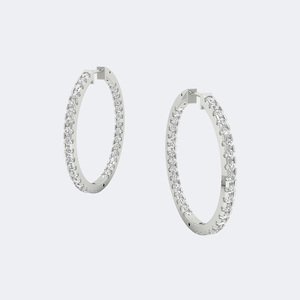 4.55CTW IGI Certified Gold Plated Lab Grown Round Cut <b>Large</b> <b>Hoop</b> Diamond Earrings - Product Image 2
