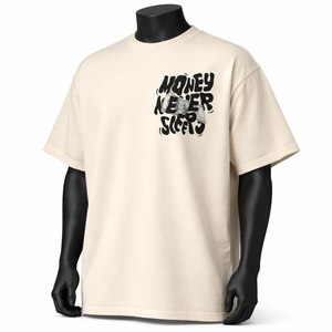 เสื้อยืดคอกลมแขนสั้นผ้าฝ้ายสำหรับผู้ชาย ลาย Money Never Sleeps สวมใส่สบาย ทรงปกติ ระบายอากาศได้ดี ดีไซน์ด้านหน้าแบบวอช - Product Image 6