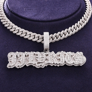 Collar con Colgante de Diamantes Unisex de Oro Sólido de 18K, Estilo Hiphop, Corte Brillante Redondo, Diamantes Naturales, Uso Diario, Chapado en Oro - Product Image 1