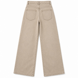 Jeans de mezclilla de cintura alta y pierna ancha para mujer, con doble arco en la espalda, color beige arena - Product Image 2