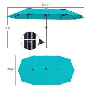 Ombrello blu doppio lato 13ft con luci solari grande Patio ombrellone e manovella per giardino o giardino - Product Image 3