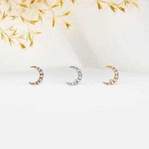 Pendientes de Oro de 14K con Diamantes Cultivados en Laboratorio, Diseño de Luna, para Mujer, Joyería Minimalista para Boda y Aniversario - Product Image 5