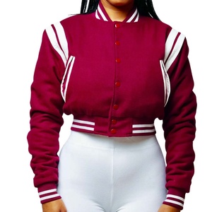 Custom Women <b>Crop</b> Top Varsity <b>Jacket</b> Premium Wool Blend Fashion Sample Service Available Direct Factory Export - Product Image 4
