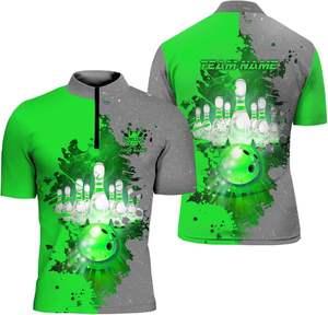 Breathable Cheap Price Short Sleeves Fire Pattern Cricket Polo Shirt Design Team logo Name Custom <b>Bowling</b> Shirt - Product Image 4