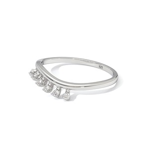 Bague minimaliste en argent sterling 925 avec diamant naturel pour femme, bague délicate en argent sterling avec diamant tombant - Product Image 4