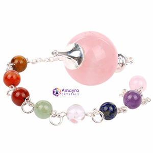 Pendentif boule d'améthyste avec chaîne de chakra pour cadeaux d'affaires, vente en gros, pendules en agate de la meilleure qualité de Amayra Crystals - Product Image 4
