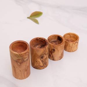 Porte-bougies cylindriques en bois naturel faits à la main, décoration rustique pour la maison, ensemble de 4 - Product Image 3