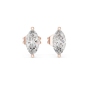 Boucles d'oreilles en or rose 14 carats avec diamants de laboratoire de taille marquise pour femmes |   Vêtements de soirée |   Nouveau diamant cultivé - Product Image 1