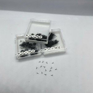 Narrow Cluster <b>Lashes</b> Korean PBT <b>Lash</b> Cashmere <b>Premade</b> Fans Loose Base Whispie <b>Lash</b> Extensions <b>Premade</b> Pointy Base Matte Black - Product Image 6