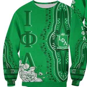 Sudadera Dashiki Personalizada Iota Phi Lambda, Verde Esmeralda, Diseño Africano con Rosas, Sudadera Personalizada para Hermandad Griega - Product Image 2