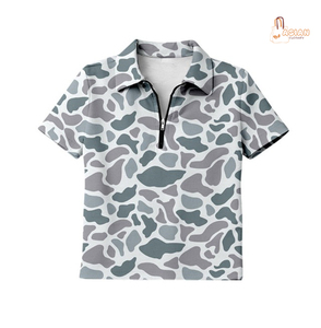Hauts pour bébé garçon, chemises à manches courtes camouflage avec fermeture éclair pour enfants, vêtements d'été pour tout-petits - Product Image 1
