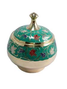 Elegant Brass Green Barni Jar Vintage Storage <b>Container</b> with Antique Finished for Kitchen Home Decor - Product Image 2