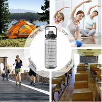 Bouteille shaker en plastique sans BPA de 2000 ml avec marqueurs de temps, étanche, pour l'hydratation quotidienne en salle de sport, écologique