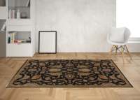 Tapis de couloir rectangulaire long en laine tuftée à la main, design moderne noir et or, pour la décoration intérieure, style artisanal, idéal pour pique-nique