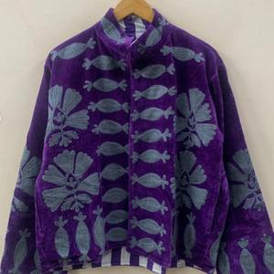 Chaqueta Blusón de Algodón con Cuello Alto y Bordado Floral a Mano, Premium, para Mujer, Manga Larga, Largo Regular, Tejido, Estilo Otoñal - Product Image 5