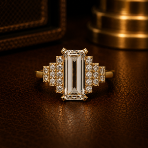 Luxury Art 14K Pure Gold 2.00 ct IGI Certified Baguette Cut Lab Grown <b>Diamond</b> <b>Ring</b> Engagement <b>Rings</b> for Women's Fine Jewelry - Product Image 1