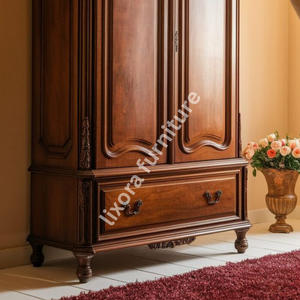 Luxury Handcrafted Solid Wood 2 Door <b>Wardrobe</b> Ornate Victorian Carving Premium Finish Armoire - Product Image 4